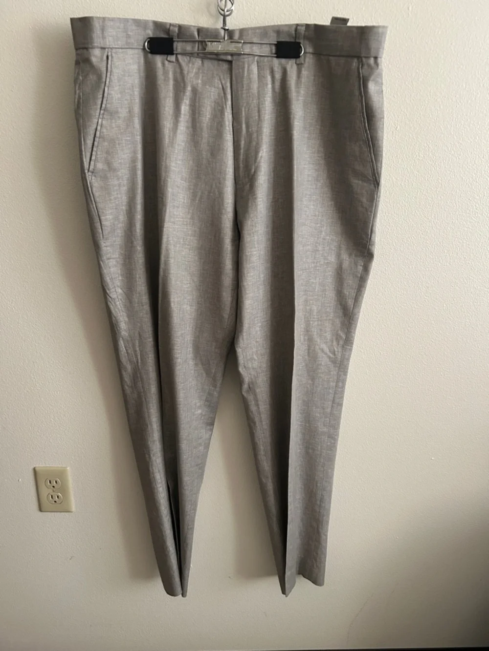New No Tags Sharp Stacy Adam's Linen/Cotton Men's Light Gray Dress Pants 38/32
